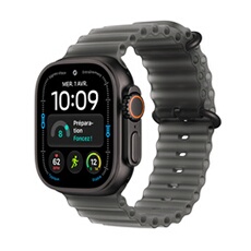 Apple watch Apple Watch Ultra 4 GPS + Cellular 49 mm Boîtier en titane Noir avec Bracelet Océan Noir translucide