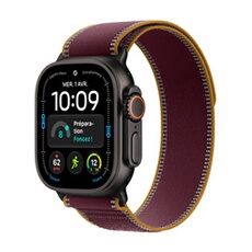 Watch Ultra 4 GPS + Cellular 49 mm Boîtier en titane Noir avec Boucle Trail Bordeaux - M/L
