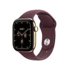 Watch Series 12 GPS + Cellular 42 mm Boîtier en titane Or radieux avec Bracelet Sport Bordeaux - S/M