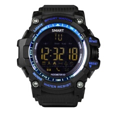 Montre Connectée Bluetooth Bracelet Sport Cadran Ecran LCD IP67 50 M Bleu