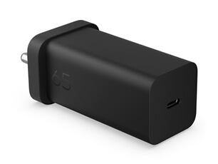 secteur GaN 65 W USB Type C Noir pour ordinateur portable + CBL 2 m