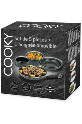 Pack 3 Poêles Pierre + 2 Casseroles - Premium