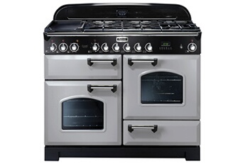 Cuisinière 110 cm de large / Triple four : multifonction, chaleur tournante, gril barbecue / 5 brûleurs gaz et 2 zones vitrocéramique / Sécurité gaz par thermocoupleCuisinière 110 cm de large / Triple four : multifonction, chaleur tournante, gril barbecue / 5 brûleurs gaz et 2 zones vitrocéramique / Sécurité gaz par thermocouple