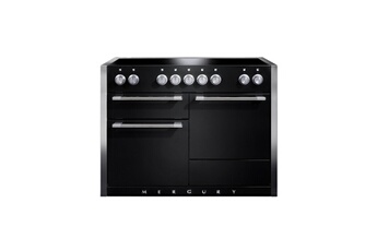 Largeur 120 cm - Table induction / 2 grands Fours électriques 79L à chaleur tournante : 1 Multifonction (7 modes) à Gauche - Chaleur tournante 79 L - à Droite / Four Gril séparé 21 L avec plateau coulissant Deluxe et grille 4 positions - Tiroir de rangement push-pull avec tapis antidérapant / Plinthe coordonnée (gravée MERCURY, lettrage en fonte) - Joues en inox - Poignées gravées MERCURY - Boutons de commande premium style Hi-Fi