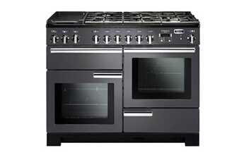 Cuisinière de 110 cm de large / 1 four multifonction - 1 four chaleur tournante - 1 gril / 5 brûleurs gaz / Zone plancha sur 2 foyers vitrocéramiques