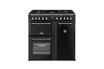 Largeur 90 cm - Table gaz - Classe A / 5 foyers gaz dont 1 Wok de 4000 W / Four haut gauche 33 L - Bas gauche 60 L - Four droit 81 L / Nettoyage manuel - Programmateur électronique