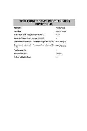 FOUR ENCASTRABLE 73L MULTIFONCTIONS PYROLYSE WHIRLPOOL - Confort 2000