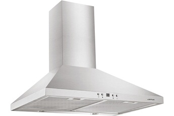 Hotte décorative murale pyramide 70 cm - Classe A / Débit d'air de 378 à 729 m3/h en booster / Niveau sonore de 56 à 72 dB en booster / Affichage digital des vitesses - Eclairage LED 2 x 4 W