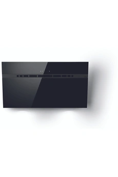 Hotte décorative inclinée 90 cm - Classe A / Puissance d'aspiration de 240 à 496 m3/h / Commandes tactiles - 4 vitesses dont 1 booster / Eclairage LED 2 x 2.5 W - Finition verre noir