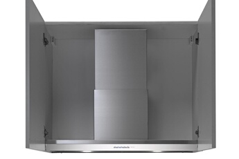 Hotte décorative murale 60 cm intégrée / Débit d'air de 480 m3/h (600m3/h en intensif) / Puissance acoustique 65 dB(A) / Eclairage LED