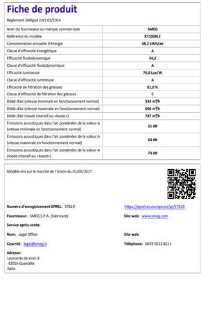 Hotte décorative murale Smeg KT100BLE