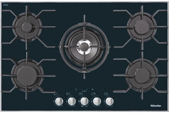 Commande à une main boutons et QuickStart / Table de cuisson au gaz de 806 mm de large sur base vitrocéramique / Grande flexibilité 5 brûleurs avec 1 dualwok / Sécurité gaz thermocouple & Restart