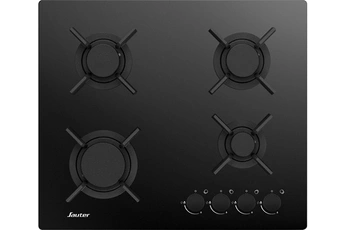 Revêtement verre - Largeur 60 cm / 4 Foyers gaz - Allumage intégré "une main" / Sécurité thermocouple / Supports individuels en fonte