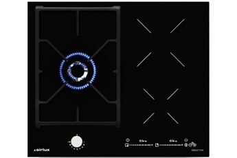 3 feux - Largeur 60 - Revêtement en vitrocéramique / 2 foyers induction et 1 foyer gaz double couronne / Total Flame Control - Sécurité thermocouple / Fonction Chef - Minuterie indépendante de 1 à 99 min.