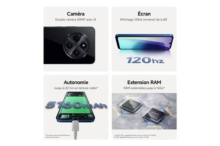 Smartphone xiaomi redmi 15c 6,9 double nano sim 256 go bleu REDMI15C256BLEU