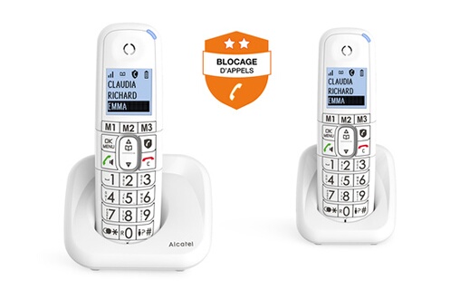 Téléphone sans fil Alcatel DECT XL785 Duo, Grand Ecran et grandes touches -  XL785 DUO BLANC