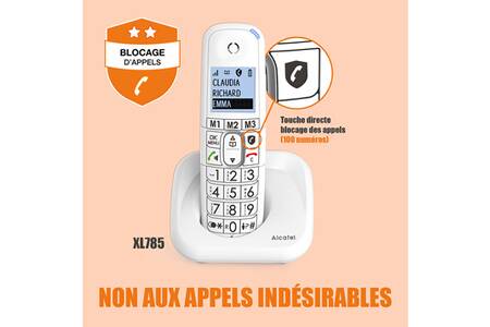 Téléphone fixe sans fil Alcatel XL785 Blanc - Téléphone sans fil