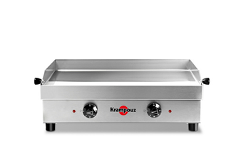 Cuisson bi-zone à la plancha jusqu'à 300 °C avec thermostats / Surface de cuisson 54 x 33 cm / Plaque de cuisson 100% inox avec 3 rebords / Bac amovible de récupération des résidus de cuisson (43 cl)