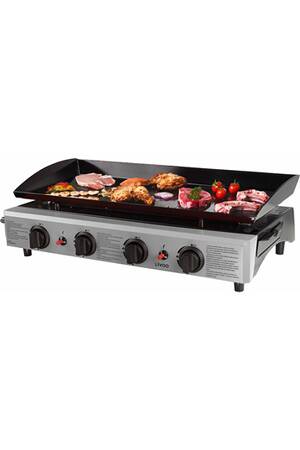 Desserte Pour Plancha Avec Plateau 85x50 Cm - Compatible 2 à 4 Brûleurs - Rangement Bouteilles Et Ustensiles - Avec Roues