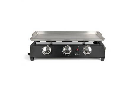 Plancha Gaz Livoo DOC296 2 Brûleurs 5 KW Inox – Surface 48x36 Cm, Pour 6 Personnes, Butane/Propane