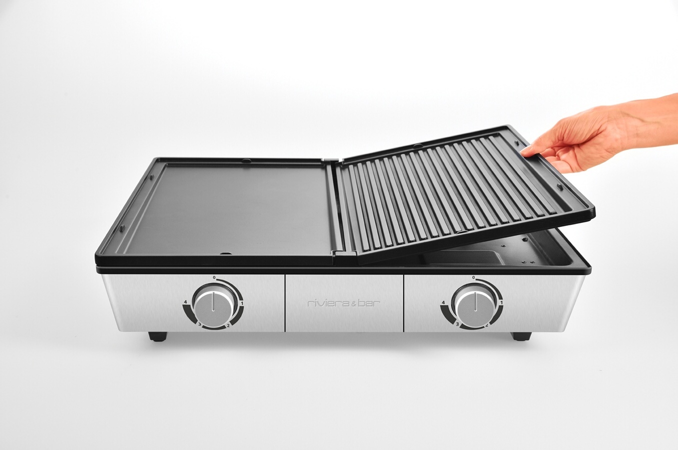 Riviera & Bar Electric BBQ Grill Plancha QPL1045 | Enameled Cast Iron Plate, 45x35cm, IPX4 Outdoor Use