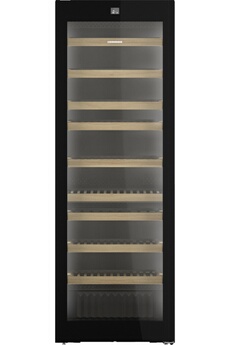 204 bouteilles (0.75 l type Bordeaux) - Classe F - 35 dB / 8 clayettes en bois coulissantes - 2 zones de température / Aide au chargement EasyFill - Filtre à charbon actif / Dimensions (H x L x P) : 201,3 x 69,7 x 76,4 cm