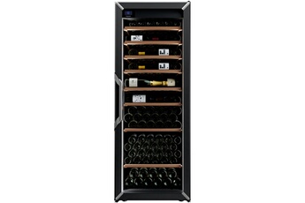 Capacité de 182 bouteilles (Type Bordeaux 75 cl) - HxLxP : 182.5 x 68 x P 77.5 cm / 8 clayettes coulissantes en bois / Contrôle électronique avec affichage digital / Eclairage avec réglage d'intensité - Fonction Hiver auto