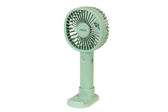 Mini ventilateur rechargeable / 3 vitesses de ventilation / Puissance : 5 W / Peut être utilisé comme un ventilateur de table en l'installant sur son support ou comme un ventilateur portable