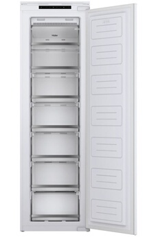 Encastrable - Volume 200 L - Dimensions : (H-L-P) 176,9 x 54 x 54 - Classe E - 41 dB / Froid ventilé NoFrost / Autonomie: 11 h - Pouvoir de congélation 9 kg/L/24h / Fixation de l'habillage sur glissières