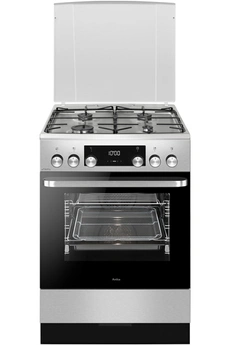 Largeur 60 cm - Table gaz - Classe A / 4 foyers gaz - Allumage une main - Thermocouple / Four multifonction XXL 77 L à chaleur pulsée - 11 fonctions de cuisson / Nettoyage catalyse - Porte tempérée - 3 verres
