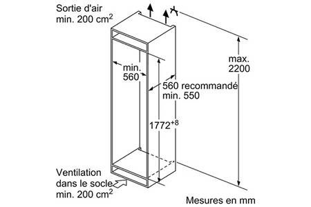 Réfrigérateur Encastrable Siemens KI86VVSE0 - Classe E - 267 L - Argenté