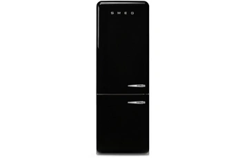 Volume 481 L - Dim. HxLxP: 205x70.6x81.1 cm - Classe D - 37 dB / Réfrigérateur à froid brassé 344 litres - Dégivrage automatique / Congélateur à froid ventilé (NoFrost) 137 litres - Sans givre / Design rétro années 50 - Charnières à gauche