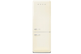 Volume 481 L - Dim. HxLxP: 205x70.6x81.1 cm - Classe D - 37 dB / Réfrigérateur à froid brassé 344 litres - Dégivrage automatique / Congélateur à froid ventilé (NoFrost) 137 litres - Sans givre / Design rétro années 50 - Charnières à droite