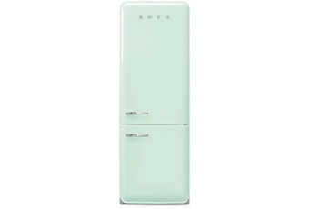 Volume 481 L - Dim. HxLxP: 205x70.6x81.1 cm - Classe D - 37 dB / Réfrigérateur à froid brassé 344 litres - Dégivrage automatique / Congélateur à froid ventilé (NoFrost) 137 litres - Sans givre / Design rétro années 50 - Charnières à droite