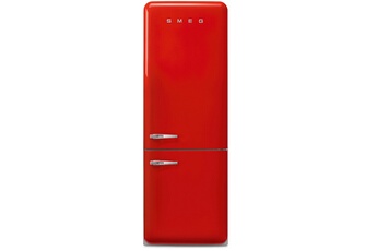 Volume 481 L - Dim. HxLxP: 205x70.6x81.1 cm - Classe D - 37 dB / Réfrigérateur à froid brassé 344 litres - Dégivrage automatique / Congélateur à froid ventilé (NoFrost) 137 litres - Sans givre / Design rétro années 50 - Charnières à droite