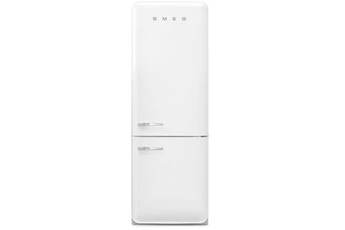 Volume 481 L - Dim. HxLxP: 205x70.6x81.1 cm - Classe D - 37 dB / Réfrigérateur à froid brassé 344 litres - Dégivrage automatique / Congélateur à froid ventilé (NoFrost) 137 litres - Sans givre / Design rétro années 50 - Charnières à droite