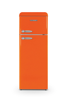 Volume 211L - HxLxP : 150x54.5x64.5 cm - Classe E - 40dB / Réfrigérateur à froid statique 172 L / Congélateur à dégivrage manuel 39L / Collection 70's - Coloris : Orange FloridaVolume 211L - HxLxP : 150x54.5x64.5 cm - Classe E - 40dB / Réfrigérateur à froid statique 172 L / Congélateur à dégivrage manuel 39L / Collection 70's - Coloris : Orange Florida