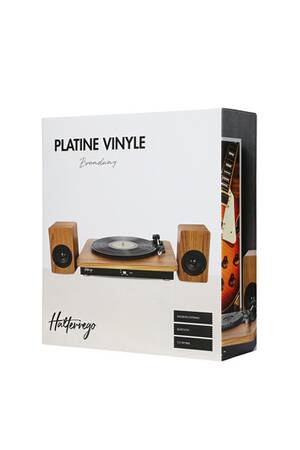 Platine Vinyle Halterrego Boston - Haut-parleurs Intégrés, Bluetooth, 3 Vitesses - Design Bois Rétro