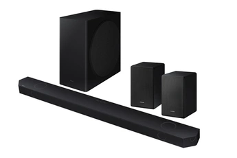 Barre de son 7.1.4Ch - Caisson de basse + enceintes arrière / 15 haut-parleurs - Dolby Atmos sans fil - DTS:X / Q-Symphony : son synchronisé entre TV + Barre de son / Wi-Fi - Bluetooth - HDMI - Airplay 2