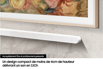 Barre de son 3.1Ch - 3,8cm de hauteur - Caisson de basse / 7 haut-parleurs - Dolby Atmos sans fil - DTS:X / Q-Symphony : son synchronisé entre TV + barre de son / Wi-Fi - Bluetooth - HDMI - Airplay 2