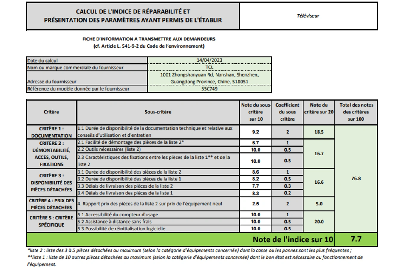 TV LED Tcl 55C749 55'' 4K QLED 144hz 139cm 55C749 Darty