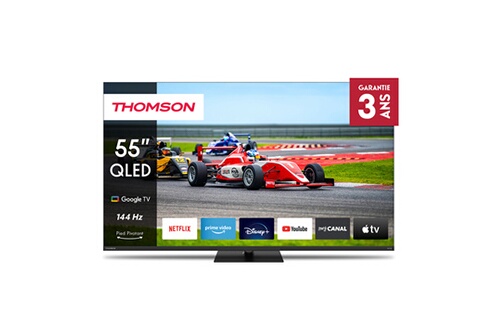 "Google TV 75"" QLED Pro avec pied central rotatif, 144Hz 190cm 2024"