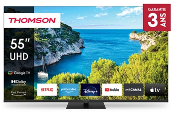 Ecran 139 cm (55") - 4K UHD / Google TV - HDR10 / Pied pivotant / 4 HDMI - 3 USB - Télécommande premium rétroéclairée