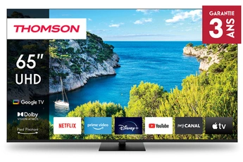 Ecran 165 cm (65") - 4K UHD / Google TV - HDR10 / Pied pivotant / 4 HDMI - 3 USB - Télécommande premium rétroéclairée