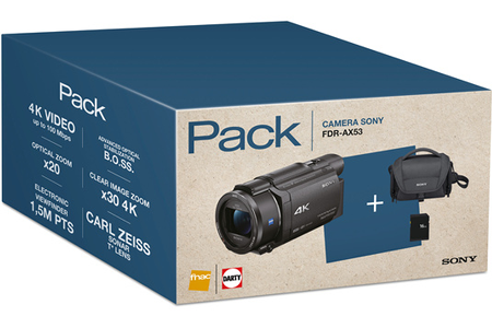 Caméscope Sony PACK FDR-AX53 4K + FOURRE-TOUT + SD 16GO