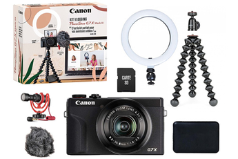 Appareil photo compact Canon Appareil Photo Compact Vlogging G7X Mark III + Halo LED + Microphone + 