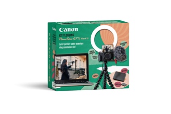 Kit appareil photo compact portable, idéal pour les vloggers / 20,1 MP, écran LCD inclinable, vidéo 4K / Trépied flexible Joby, pour des prises de vues stables / Microphone Rode et anneau LED lumineux - Réalisez vos vidéos comme les professionnels