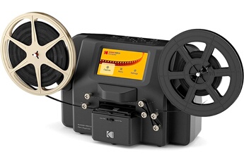 Scanner de films 8 mm et Super 8 mm / Convertit les bandes de films en fichiers MP4 numériques / Numériser des films directement sur une carte SD / Capteur CMOS 8 Mpixels - Ecran LCD tactile intégrée de 5"