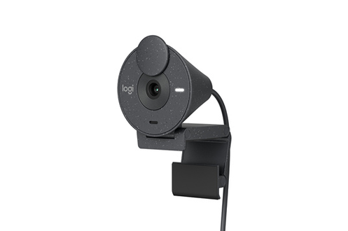 Webcam Logitech Brio 300 Full HD avec confidentialite, micro a reduction de  bruit, USB-C - Graphite - 960-001436