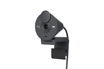Webcam Logitech Brio 300 Full HD avec confidentialite, micro a reduction de bruit, USB-C - Graphite